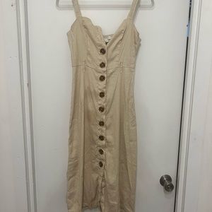 Tan midi button dress